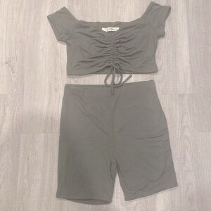 💚Olive Green biker short Set 💚